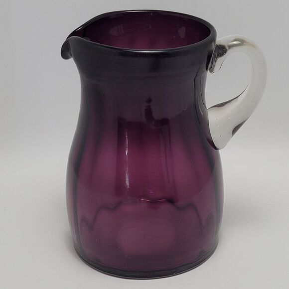 Amethyst Glass Pitcher Purple Lemonade Water JugWith Clear Handle - Picture 14 of 15